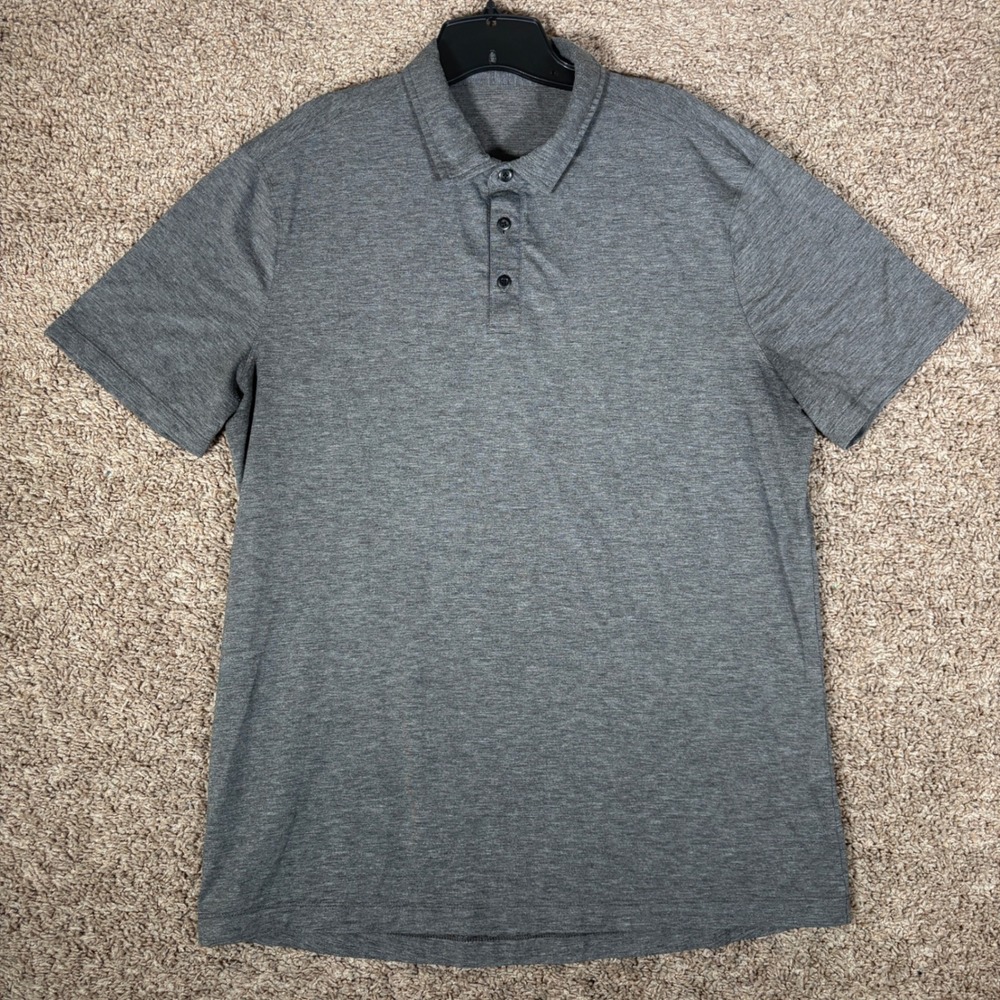 Lululemon Mens Evolution Polo Shirt Heathered Grey Short Sleeve Size XL - Picture 2 of 8